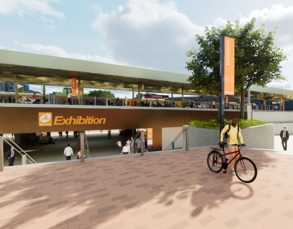 Render of the future Exhibition station.