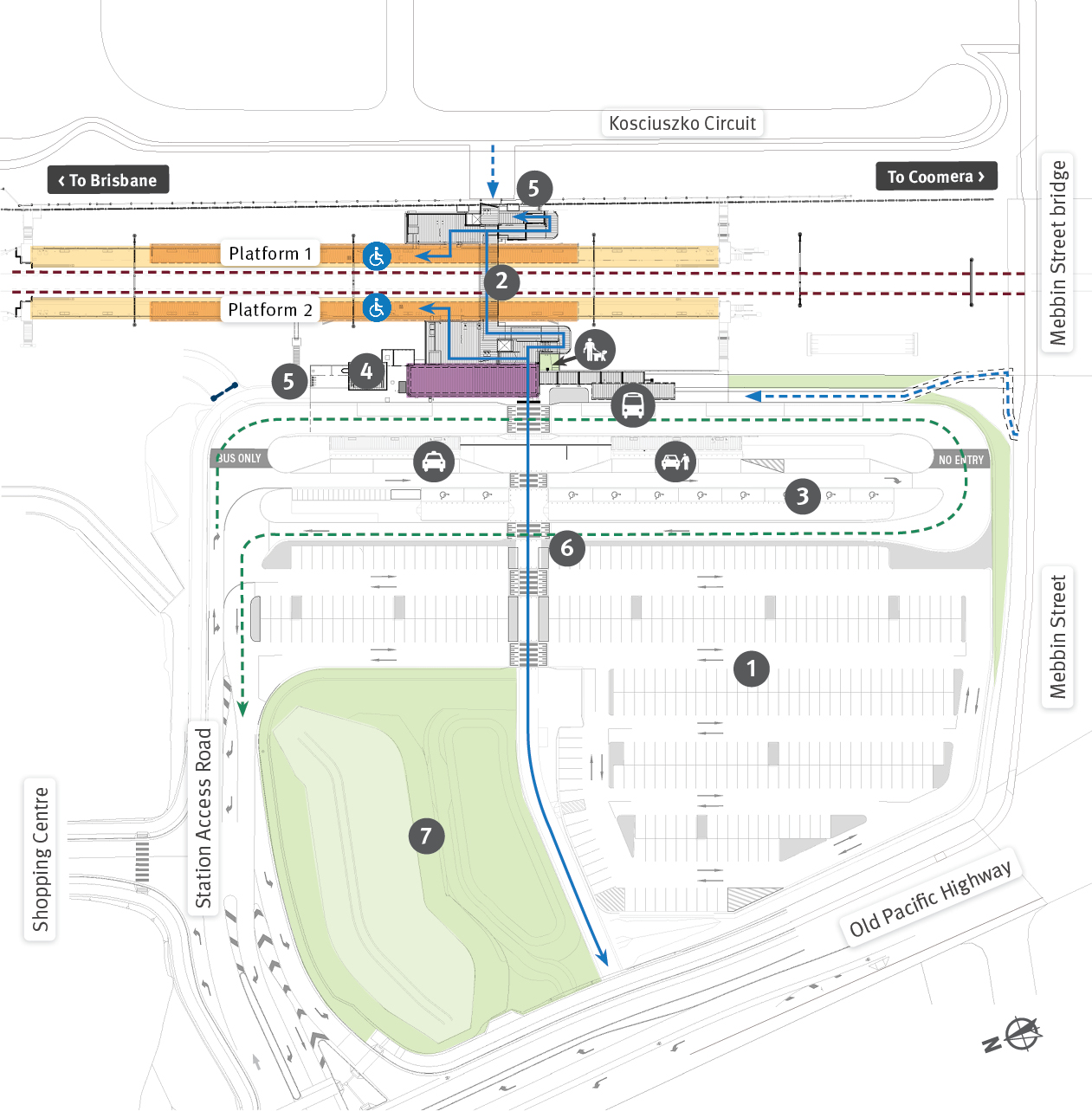 Line drawing map of the future Pimpama station and station precinct.