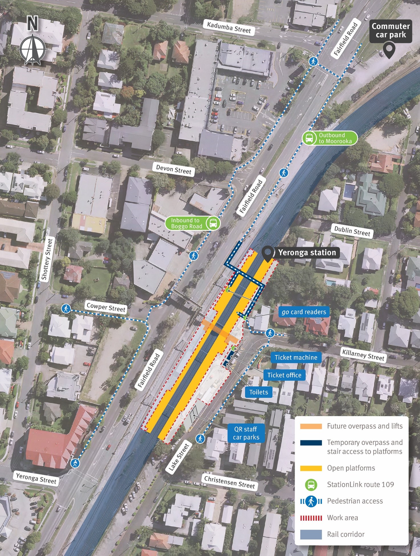 Map of Yeronga station reopening works area.