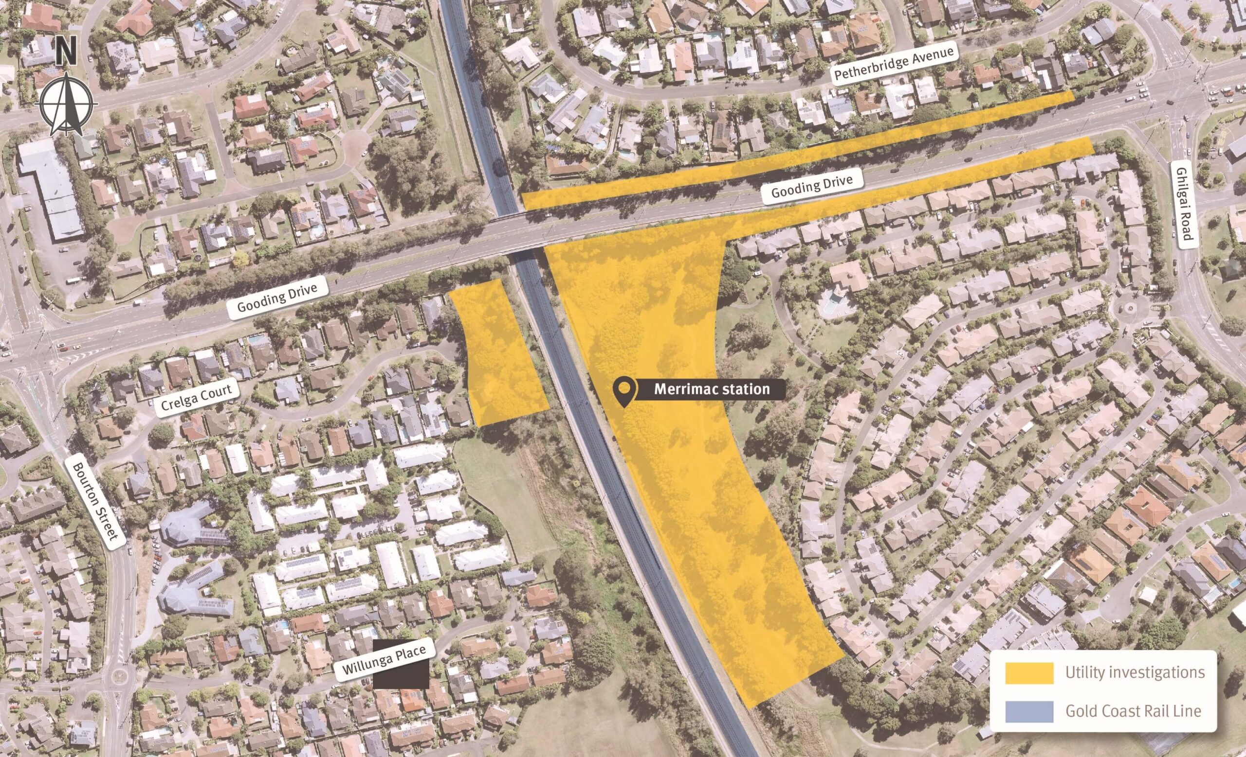 Map of works area along Gooding Drive in Merrimac.