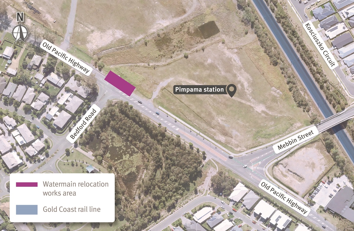 Map of Pimpama watermain works area.