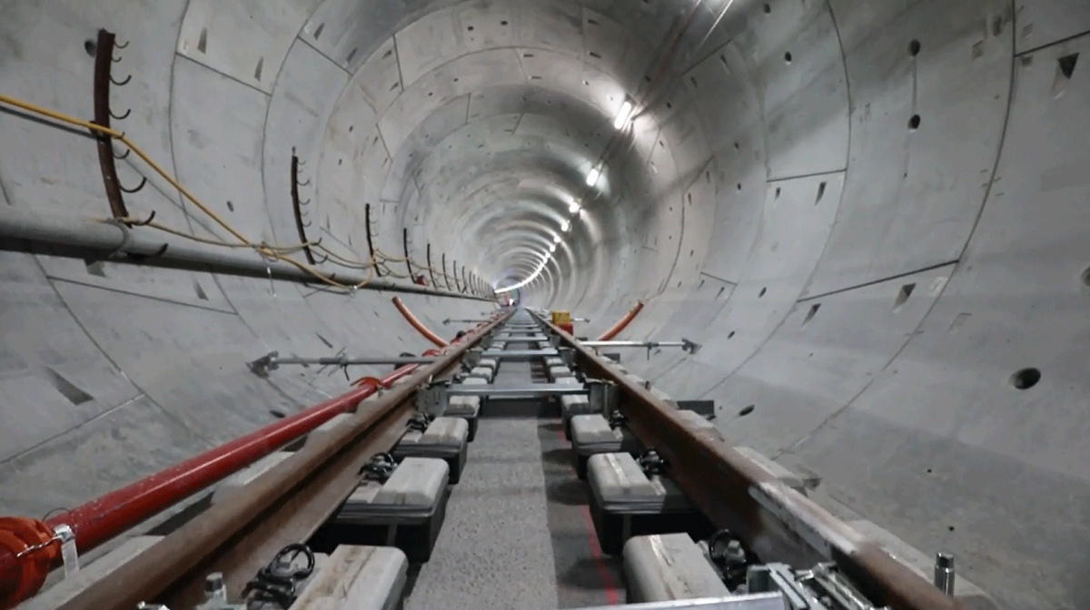 Track in the Cross River Rail tunnel.