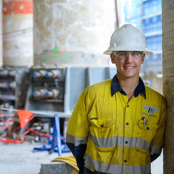 Ty Porter wearing high-vis clothing out on the worksite.