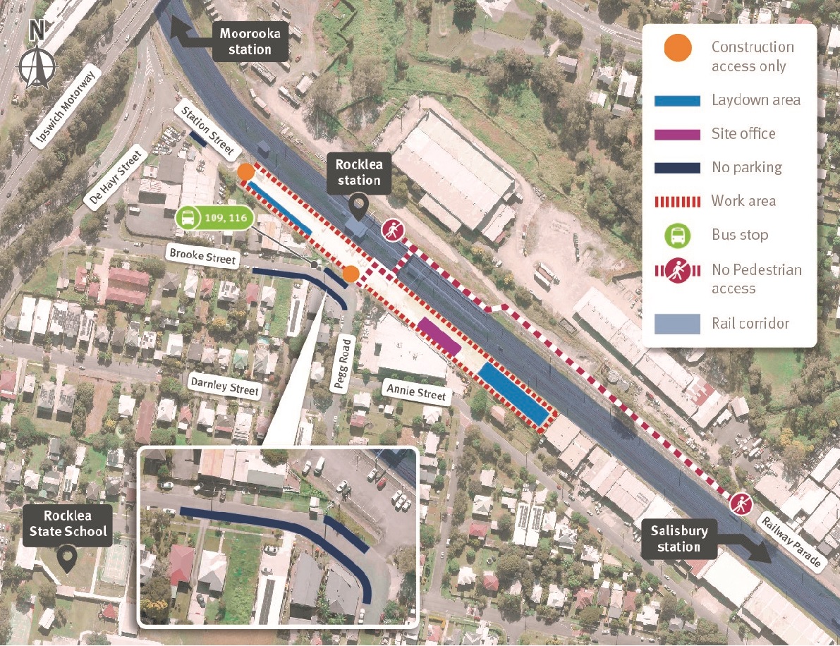 Map of Rocklea station and planned closures.