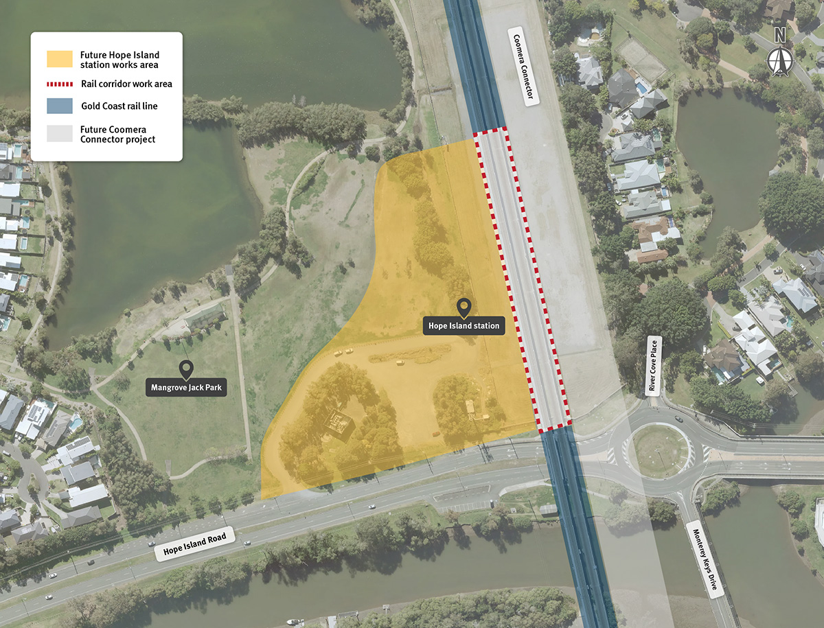 Map of the Hope Island station early works area.