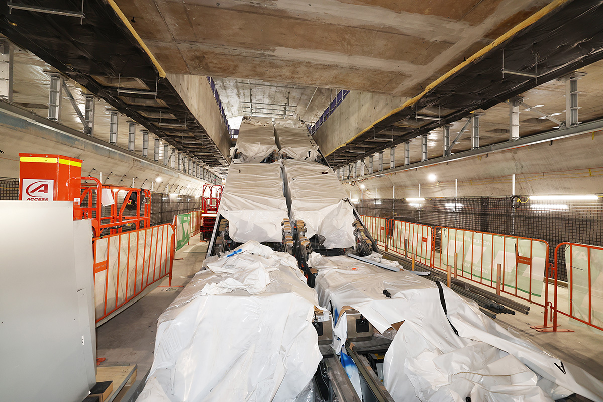 Escalator being installed in the underground Woolloongabba station.