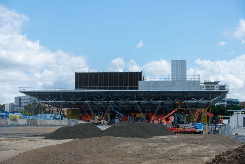 Station precinct earthworks and canopy.