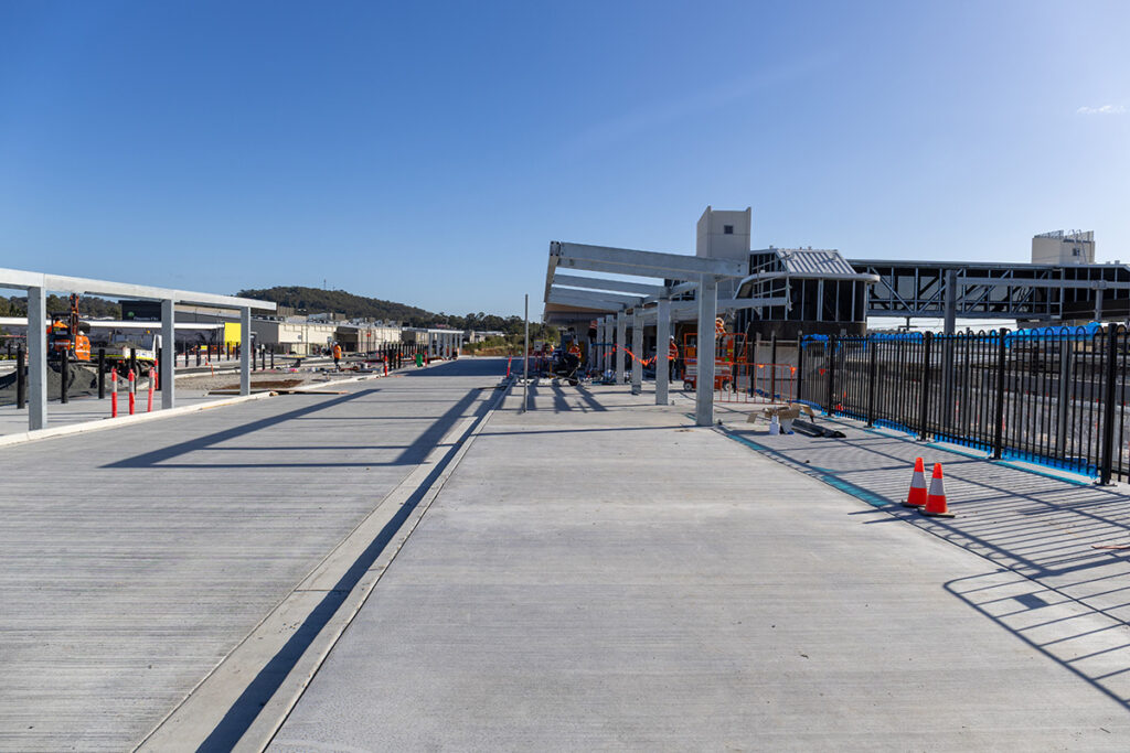 Bus Shelter and Kiss n Ride under construction.