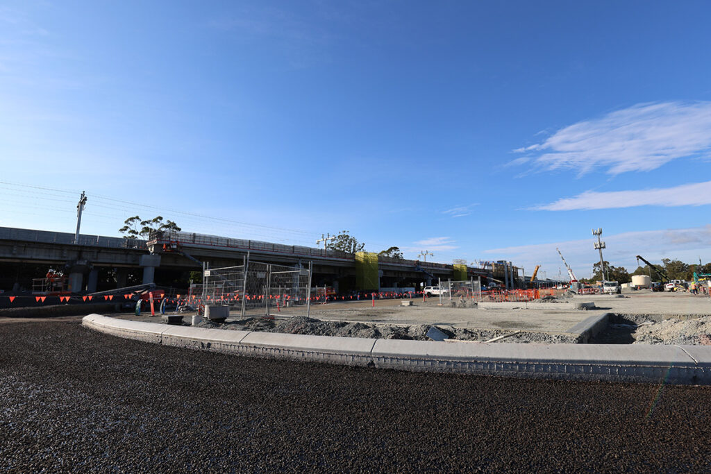 carpark construction underway at Hope Island station.