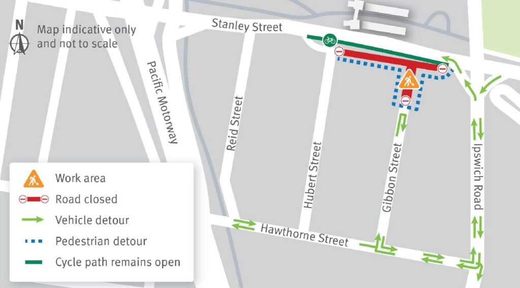 Full road closure on Gibbon Street from mid-August 2025.