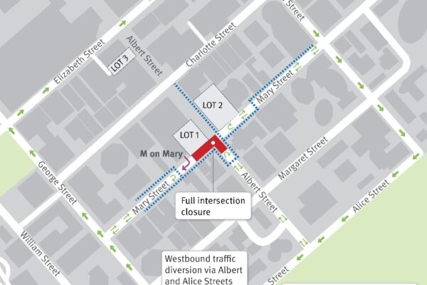 Mary Street road closure from 7:00pm Friday 1 August to 10:00am Saturday 2 August 2025.