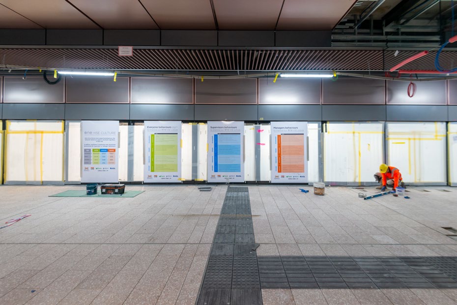 Tiling in the underground cavern.