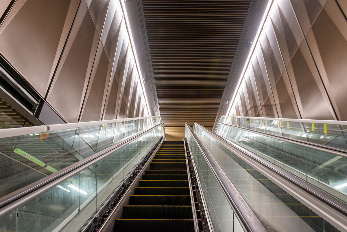 Lighting installation on mezzanine level.
