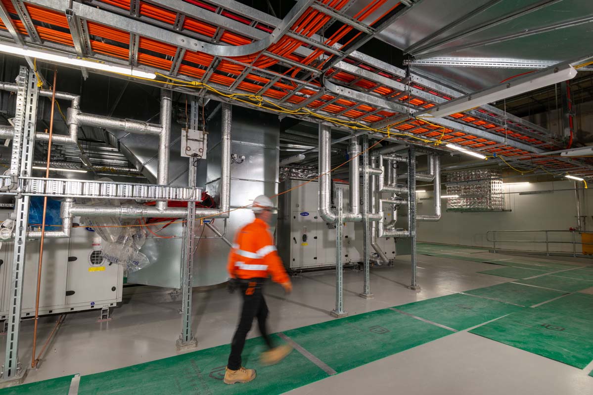 Mechanical and electrical fit out within the back of house area of the station building