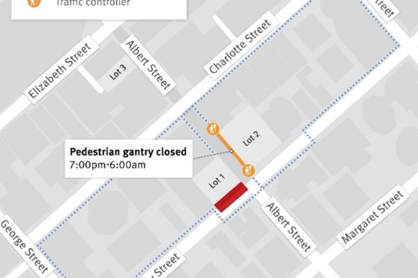 Albert Street pedestrian gantry temporary night-time closures and daytime stoppages.