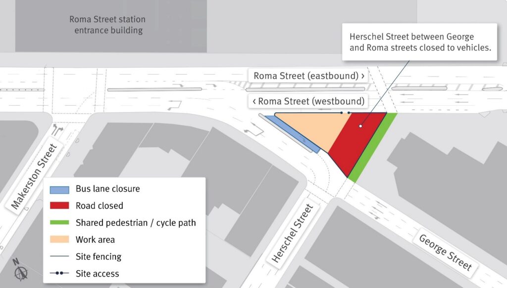 From mid-October for six weeks: George Street bus lane near Herschel Street closed