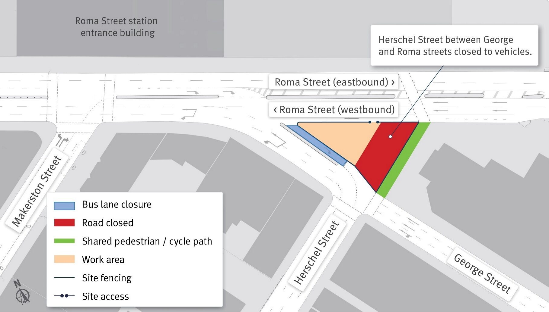From mid-October for six weeks: George Street bus lane near Herschel Street closed