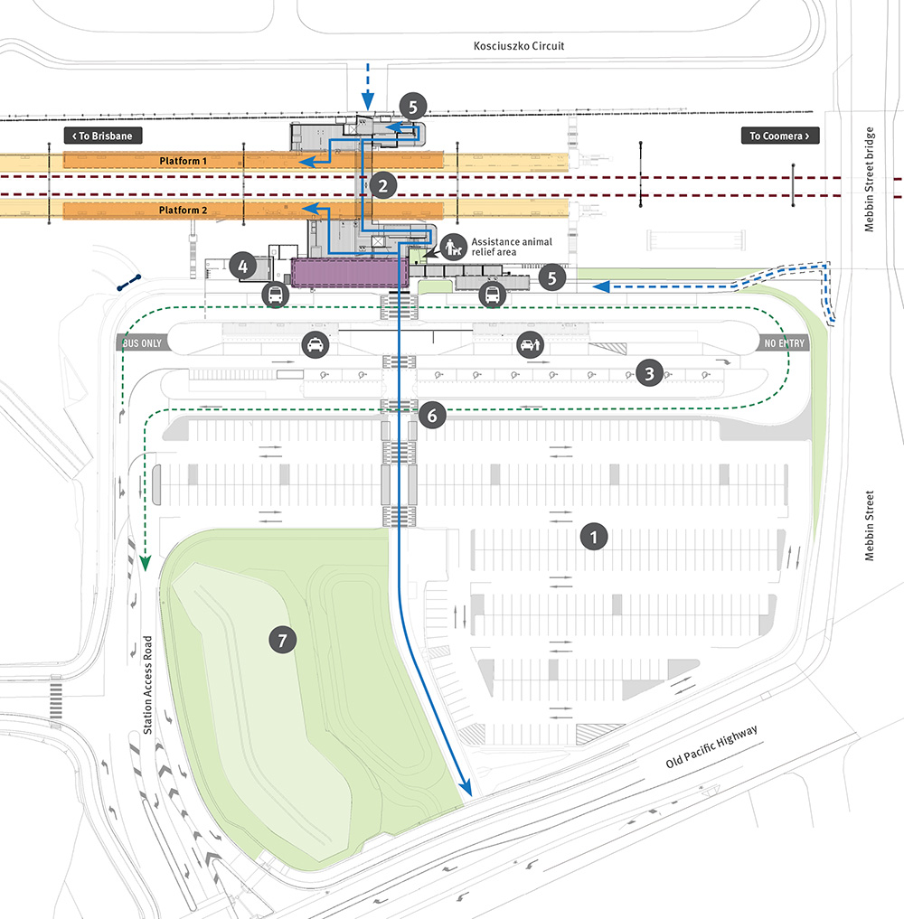 Line drawing map of the future Pimpama station and station precinct.