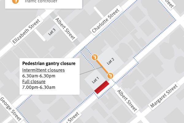Pedestrian gantry night-time closures from mid-October 2025.