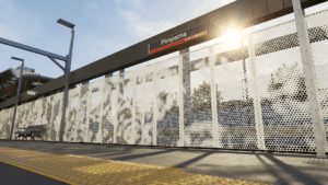 Slide 1 of 6 - Artwork at the new Pimpama station