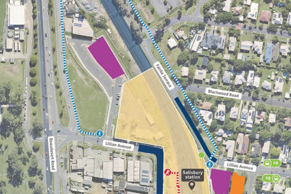 Map showing work areas and temporary traffic changes on Fairlie Terrace and Dollis Street, Salisbury