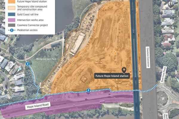 Map of Hope Island station construction site works.