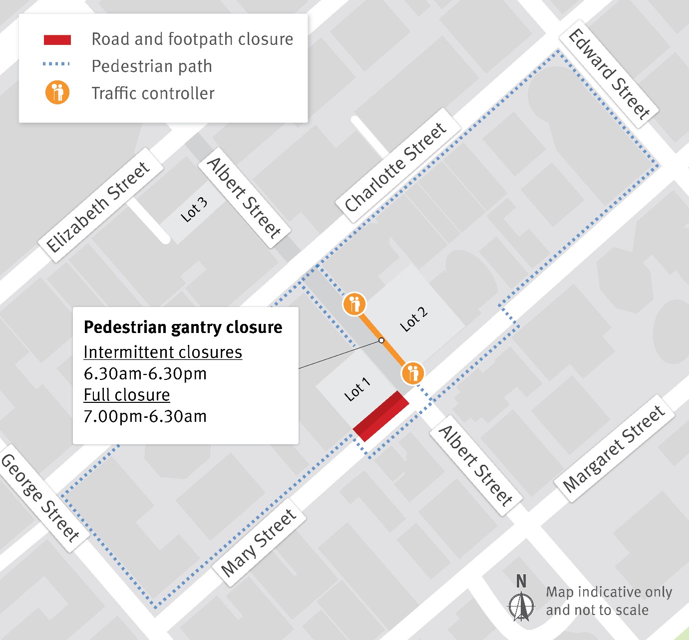 Pedestrian gantry night-time closures from early-November 2025.