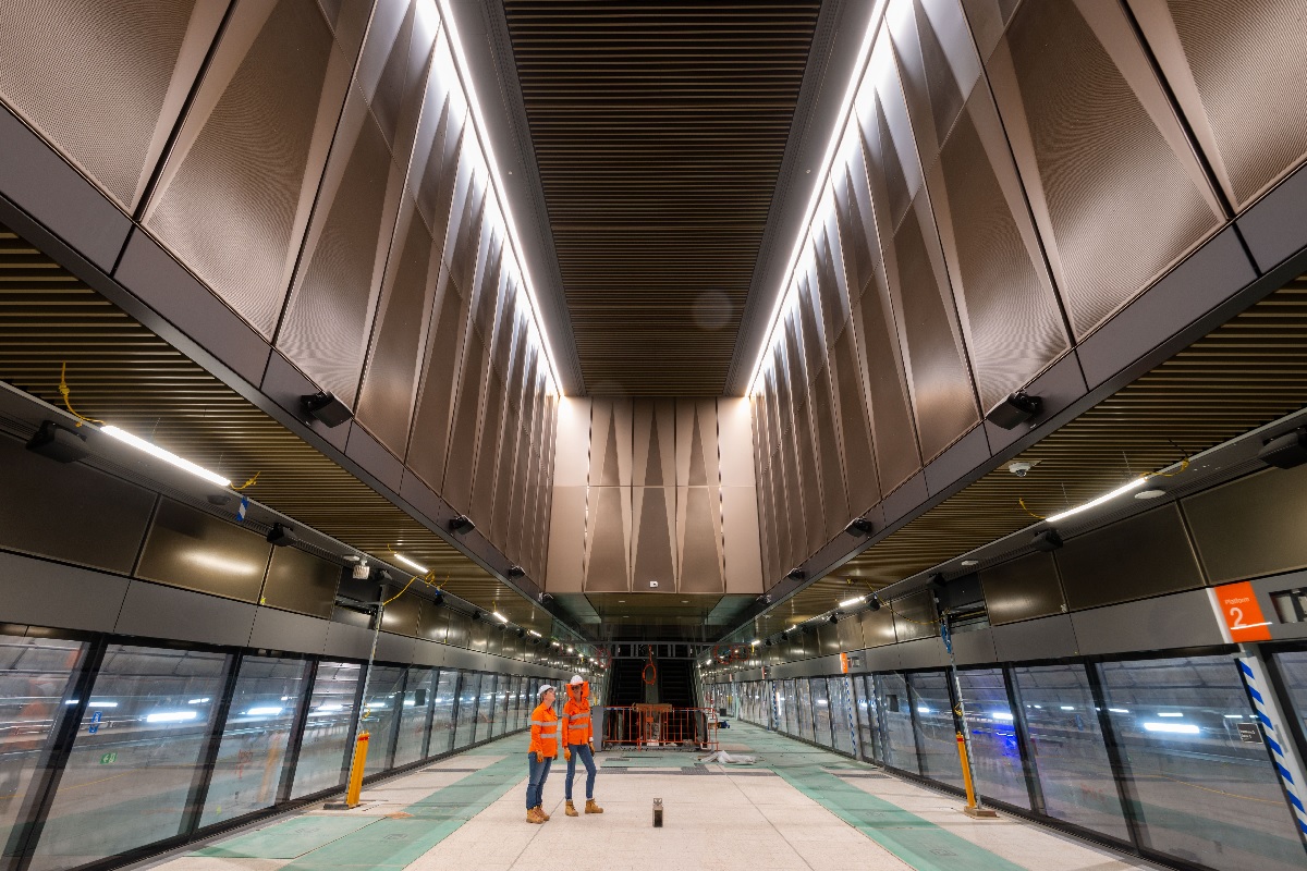 Station platform installation of lighting.