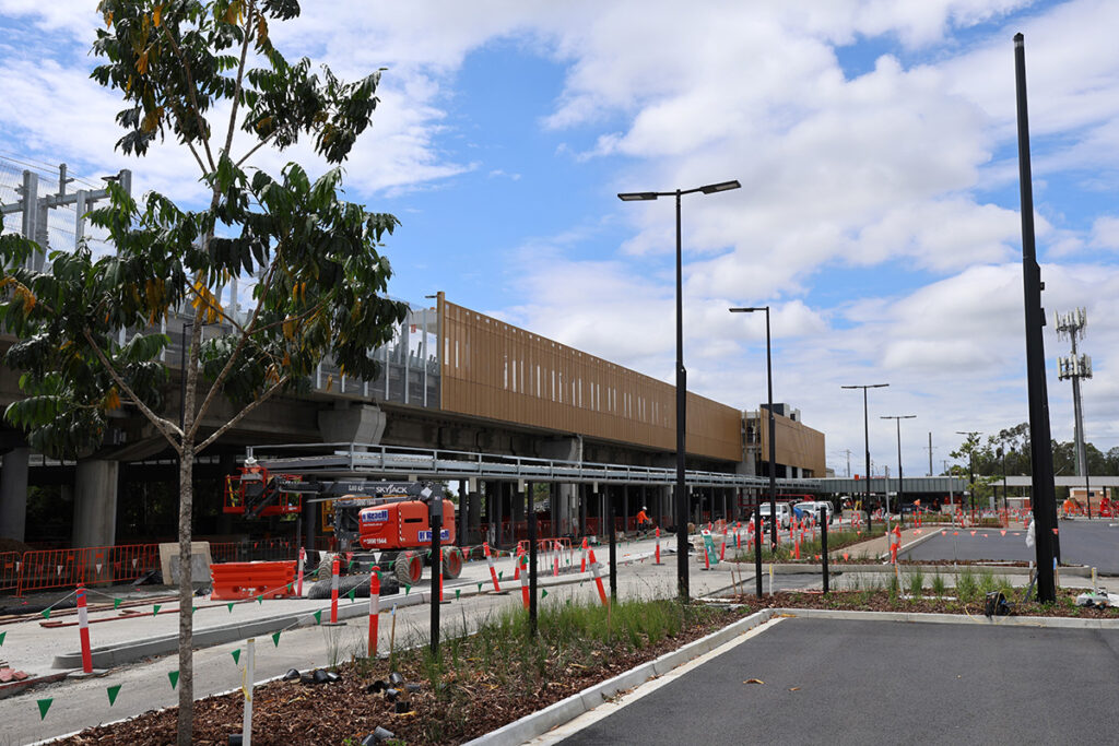 Station and car park construction at Hope Island.