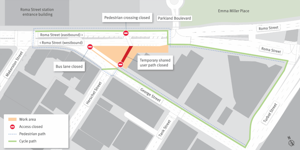 From 7pm 3 March to 6am 6 March 2026 the George Street bus lane near Herschel Street will be temporarily closed to support additional construction activities.