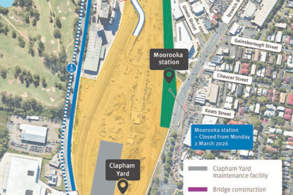 Map of work areas, construction access, cyclist and pedestrian access, and temporary traffic changes on Fairfield Road, Yeerongpilly.