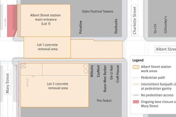 Albert Street concrete slab located at Lot 2 to be removed from Monday 30 March 2026.