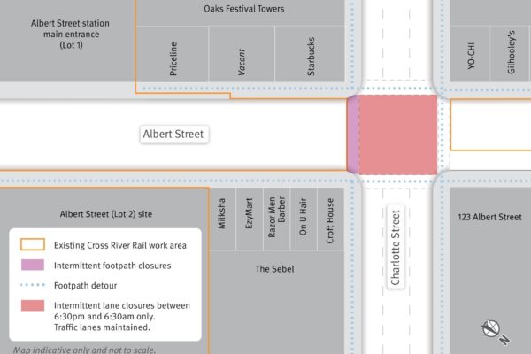 Intermittent lane closures will be required on Elizabeth Street between 6:30pm and 6:30am until late 2026.