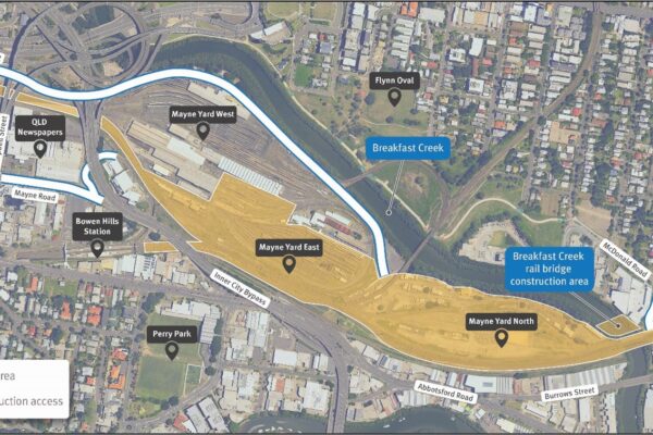 Map of Mayne Yard works area for April and May 2026.
