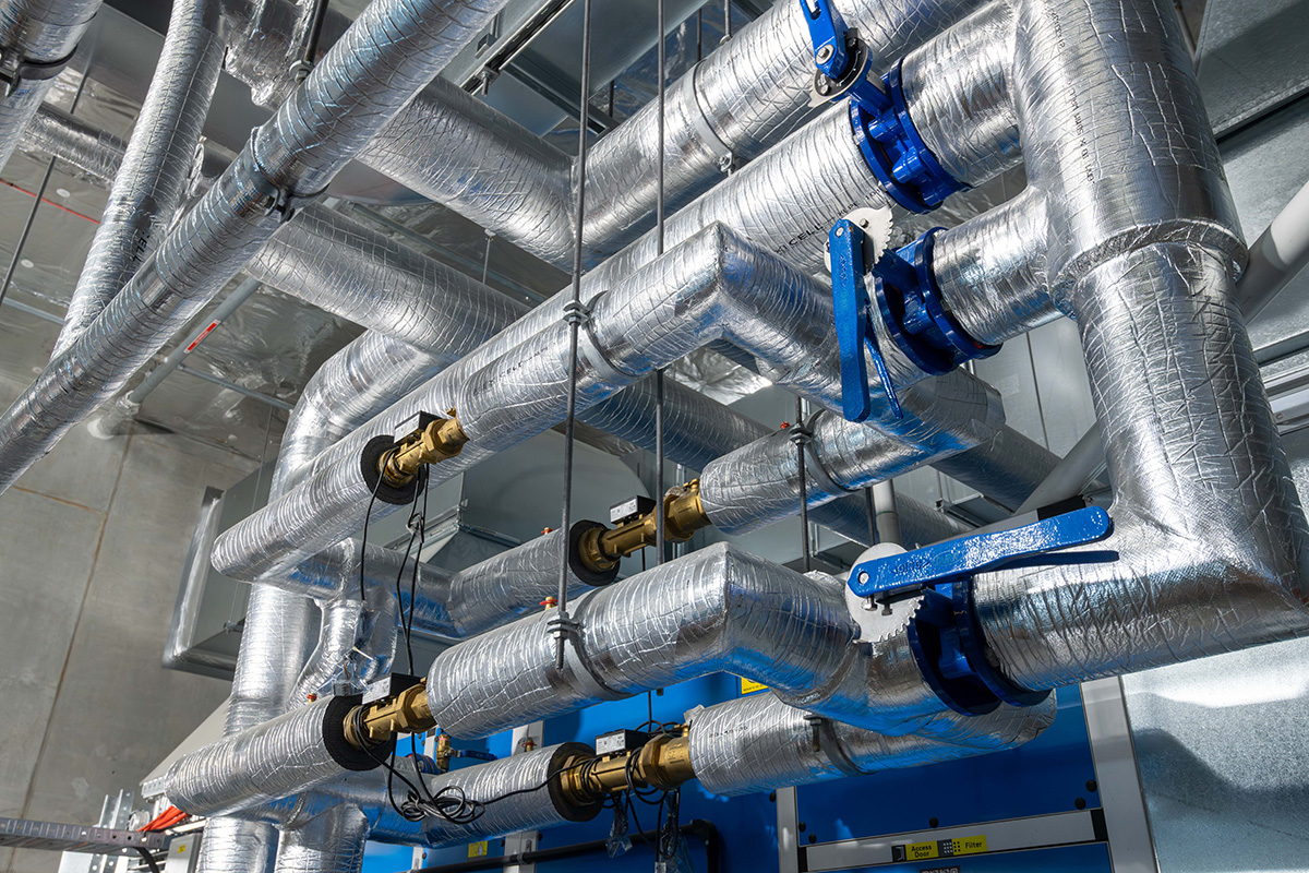 Mechanical fit-out inside the station building.