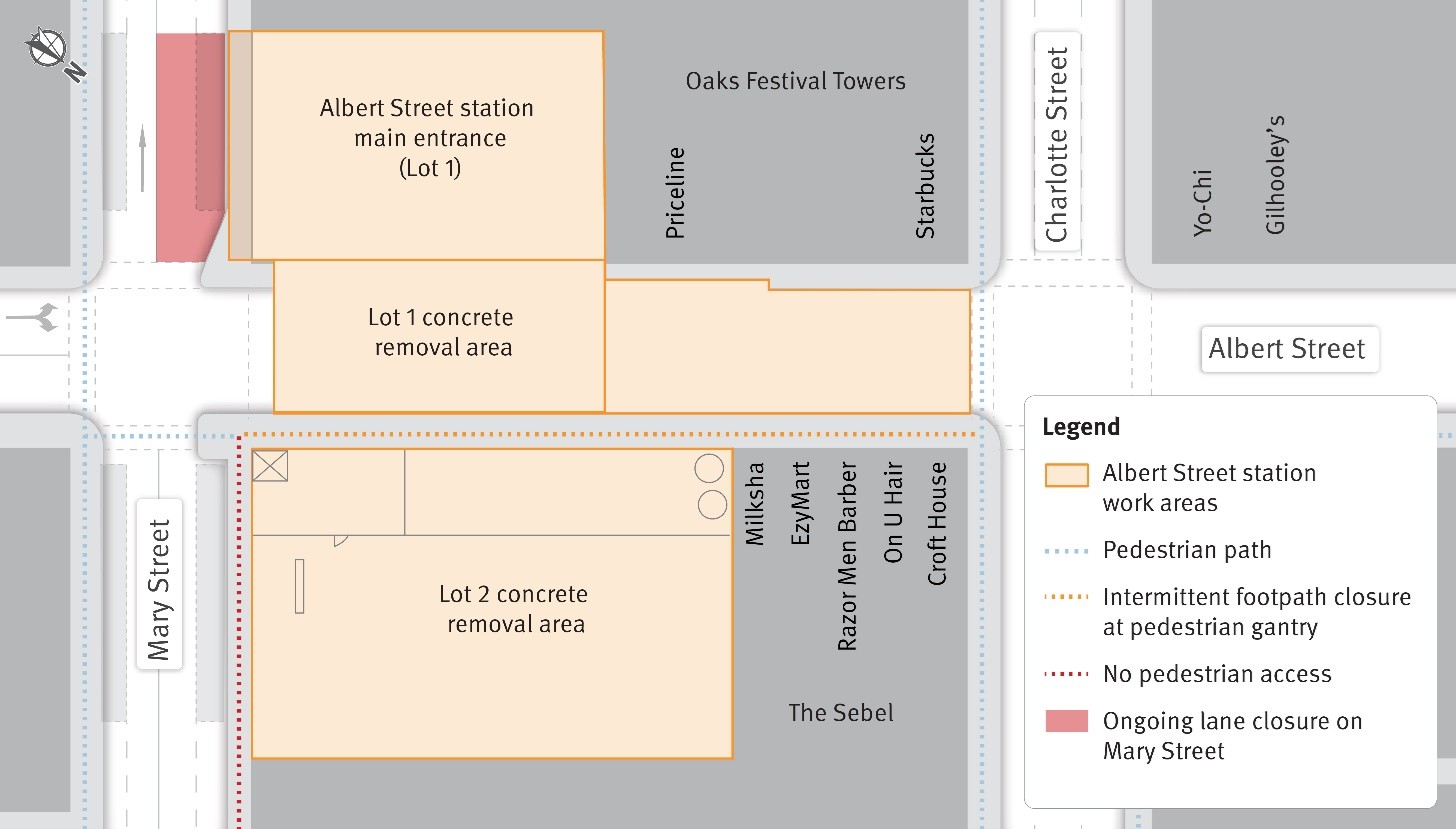 Albert Street concrete slab located at Lot 1 to be removed