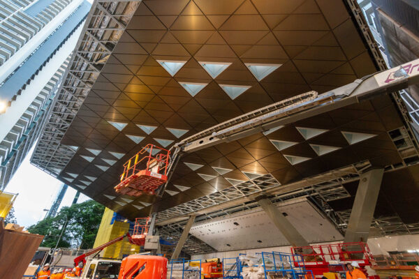 Main station entrance canopy cladding and glazing installation