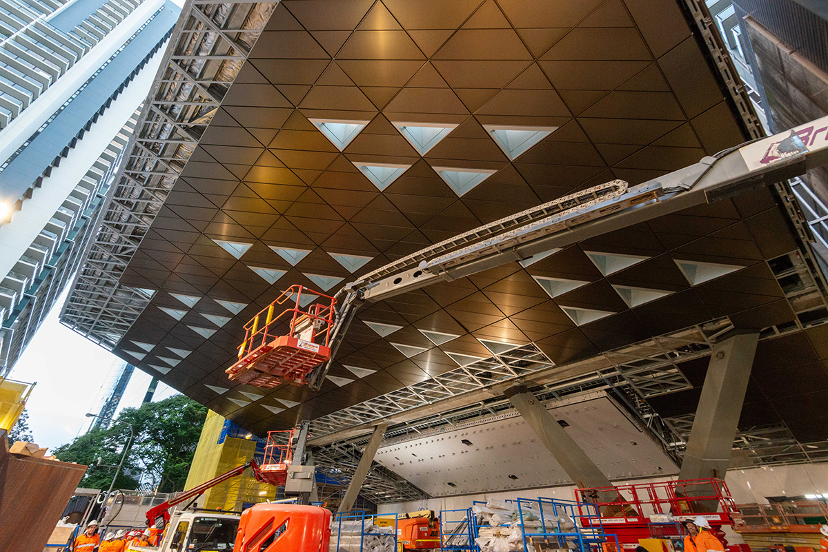 Main station entrance canopy cladding and glazing installation