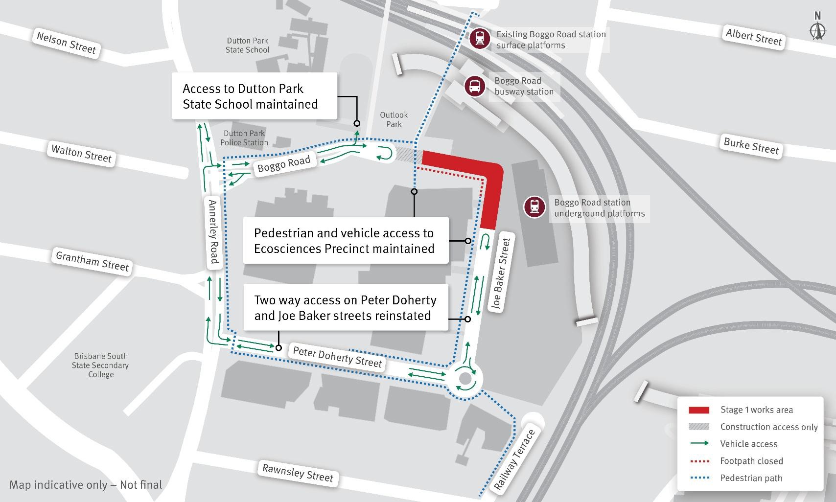 From Monday 29 June, a section of Boggo Road and Joe Baker Street will be temporarily closed for Boggo Road station precinct works