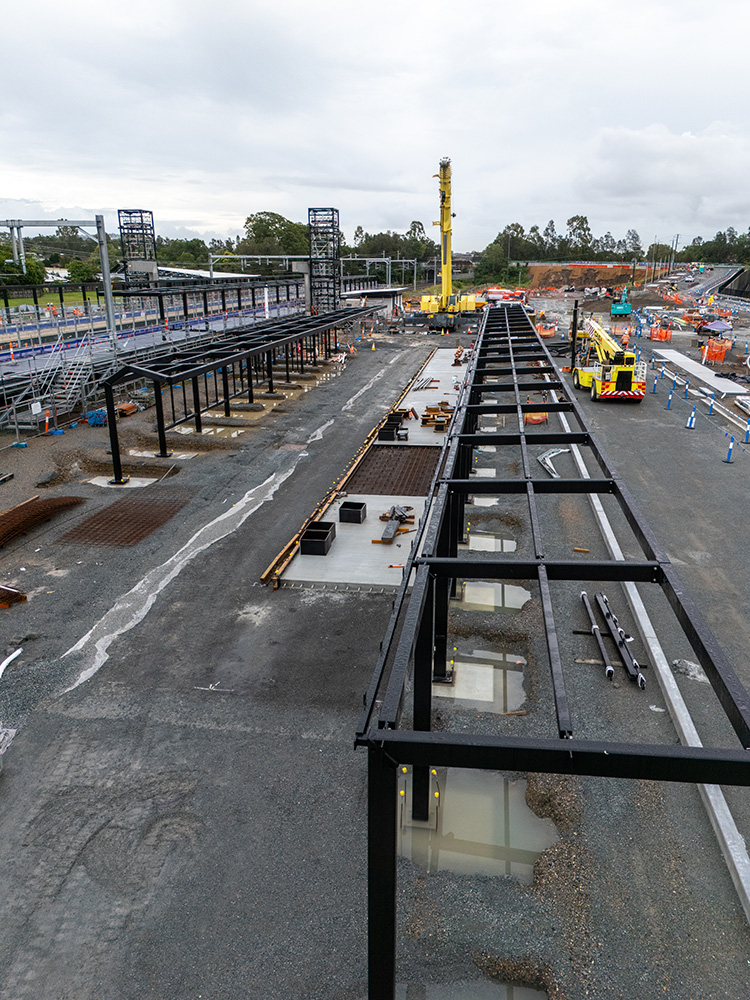 Kiss ‘n’ ride, taxi bays and new bus stop shelter steel installation