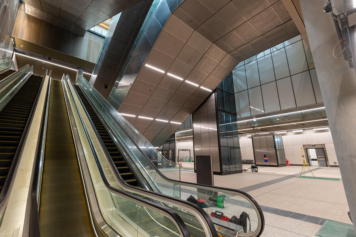 Testing and commissioning ongoing throughout the station building.