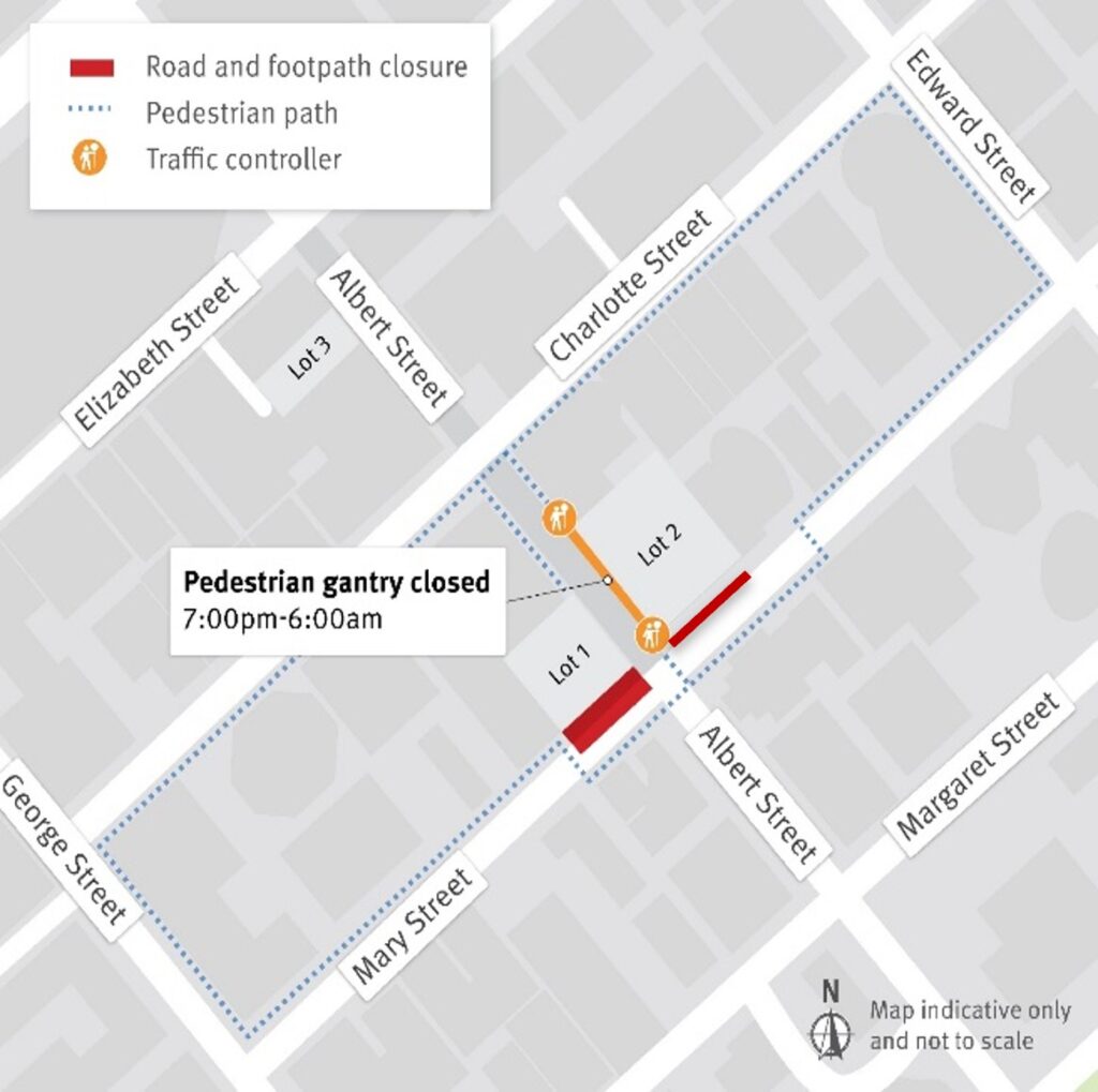 Albert Street pedestrian gantry night-time closures