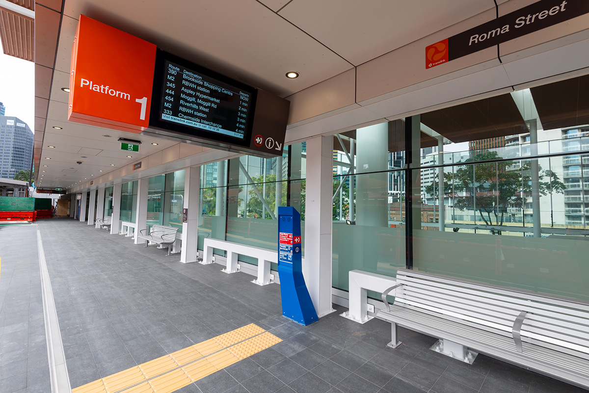 New Platform 1 at the Roma Street busway.
