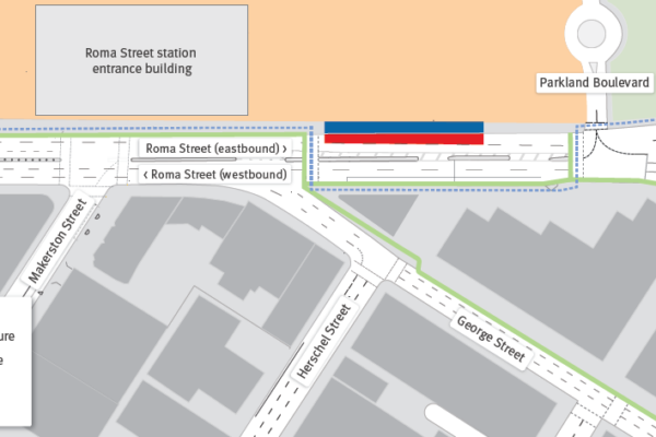 Roma Street northern footpath and existing eastbound lane closure from Monday 22 June 2026 to late October 2026.