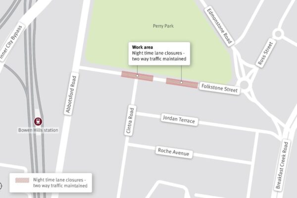 Temporary night-time lane closures on Folkestone Street from 24 August for up to two weeks, with two way traffic maintained.