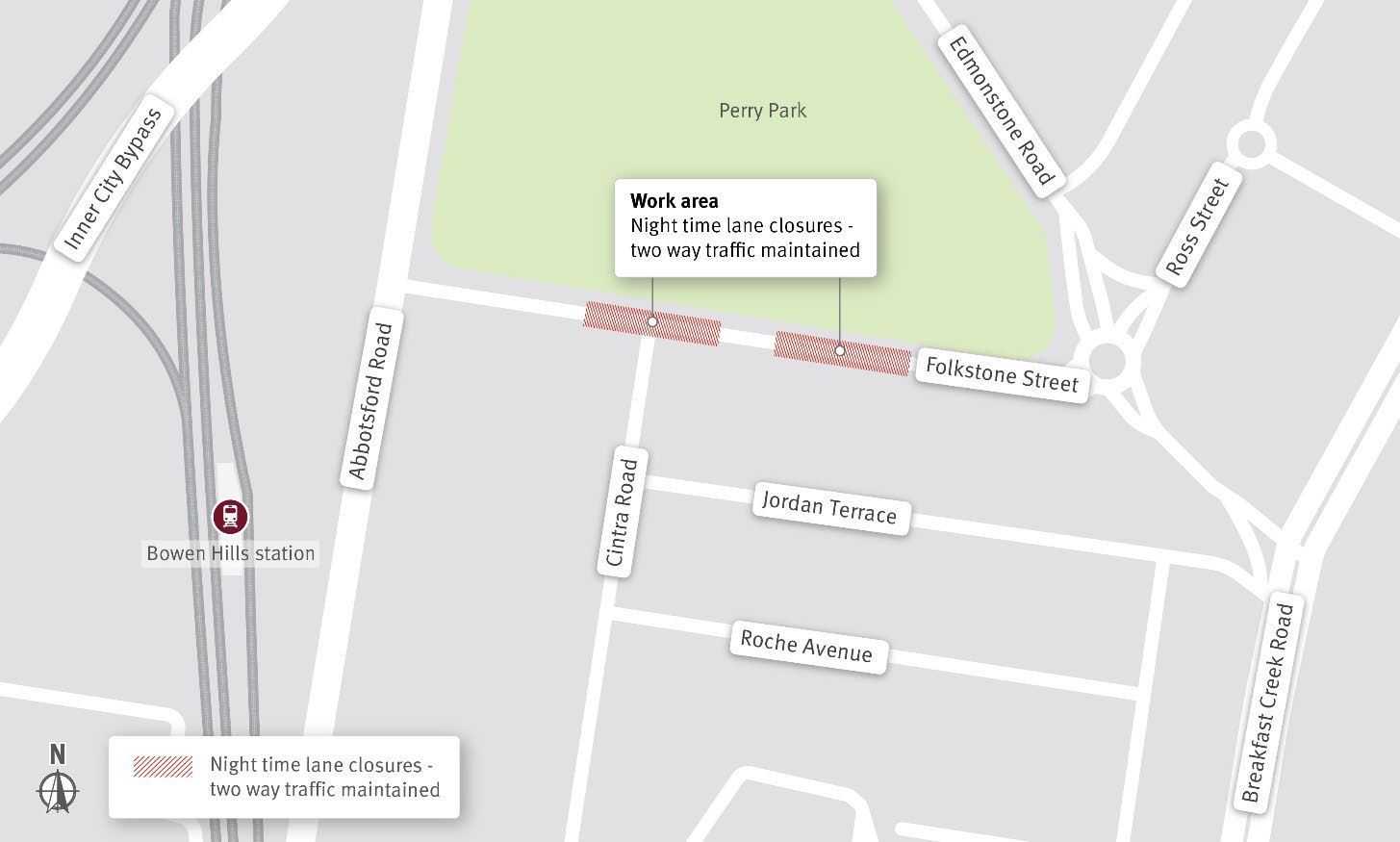 Temporary night-time lane closures on Folkestone Street from 24 August for up to three weeks, with two way traffic maintained
