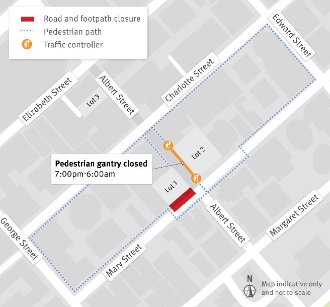 Albert Street pedestrian gantry night-time closures